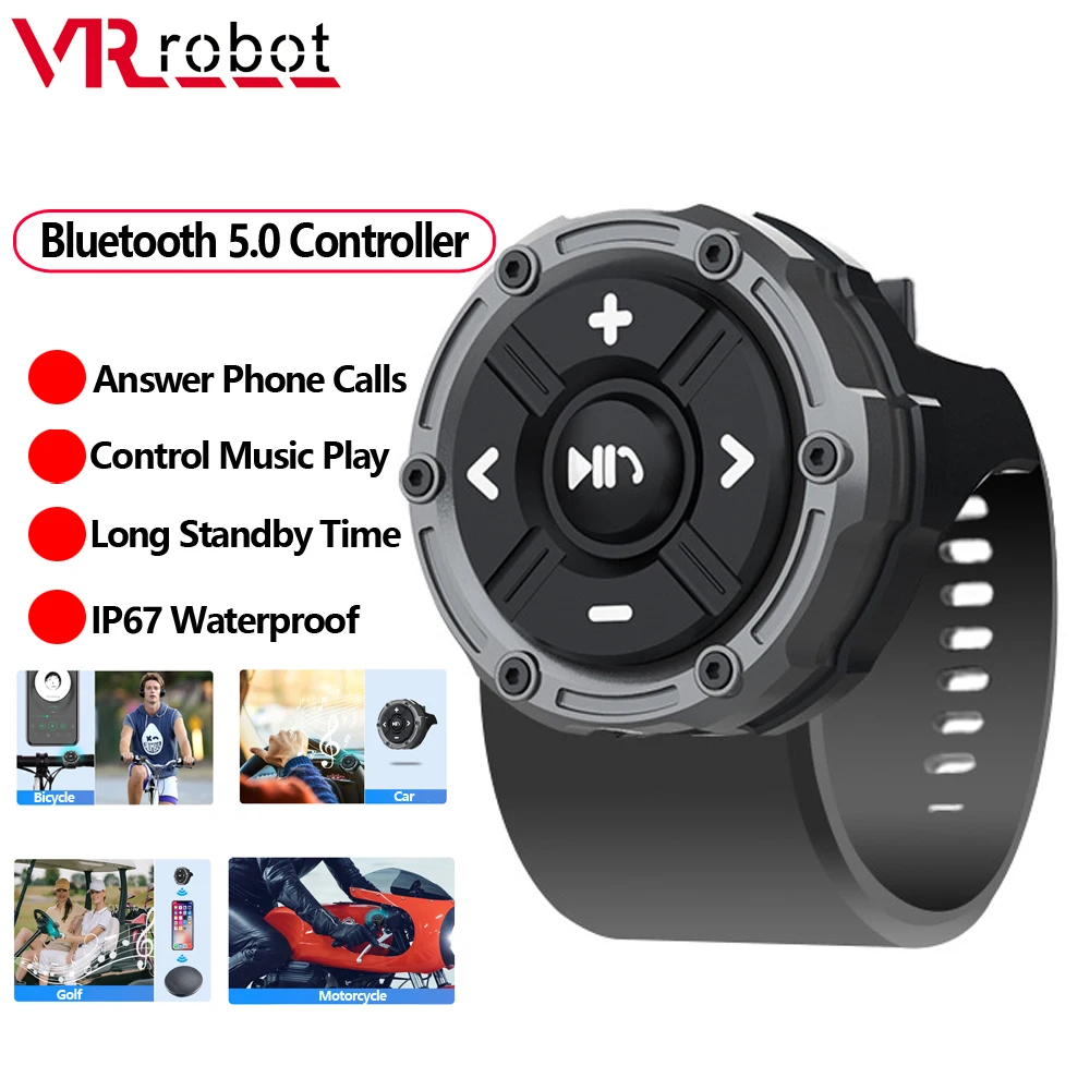 VR Robot Bluetooth Steering Wheel Remote Control Wireless Motorcycle/Bike Handlebar Media Controller For Car Raido Headphones