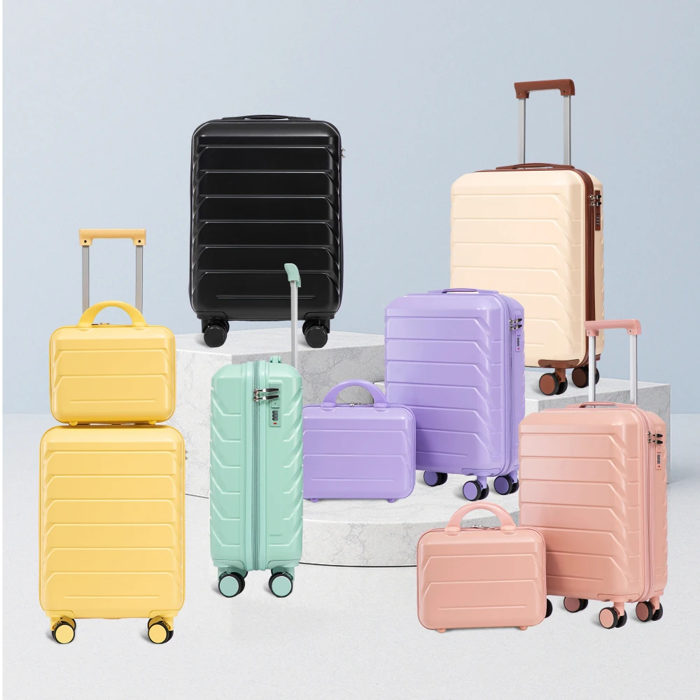 Fotografia 3: Conjunto de malas de viagem ABS de 14/19 polegadas com 2 peças, com fechadura numérica e nécessaire de 14 polegadas (Preto)