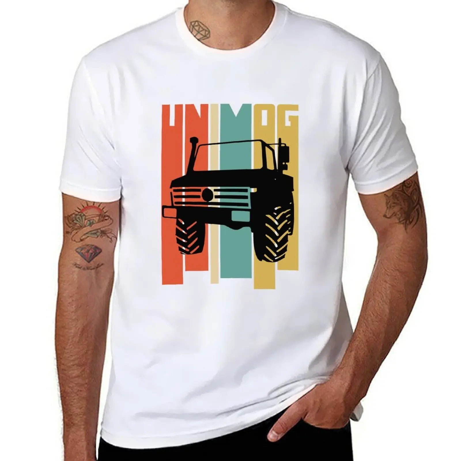 

Футболка Unimog Retro (на белом) для мужчин, мужские футболки, повседневная футболка