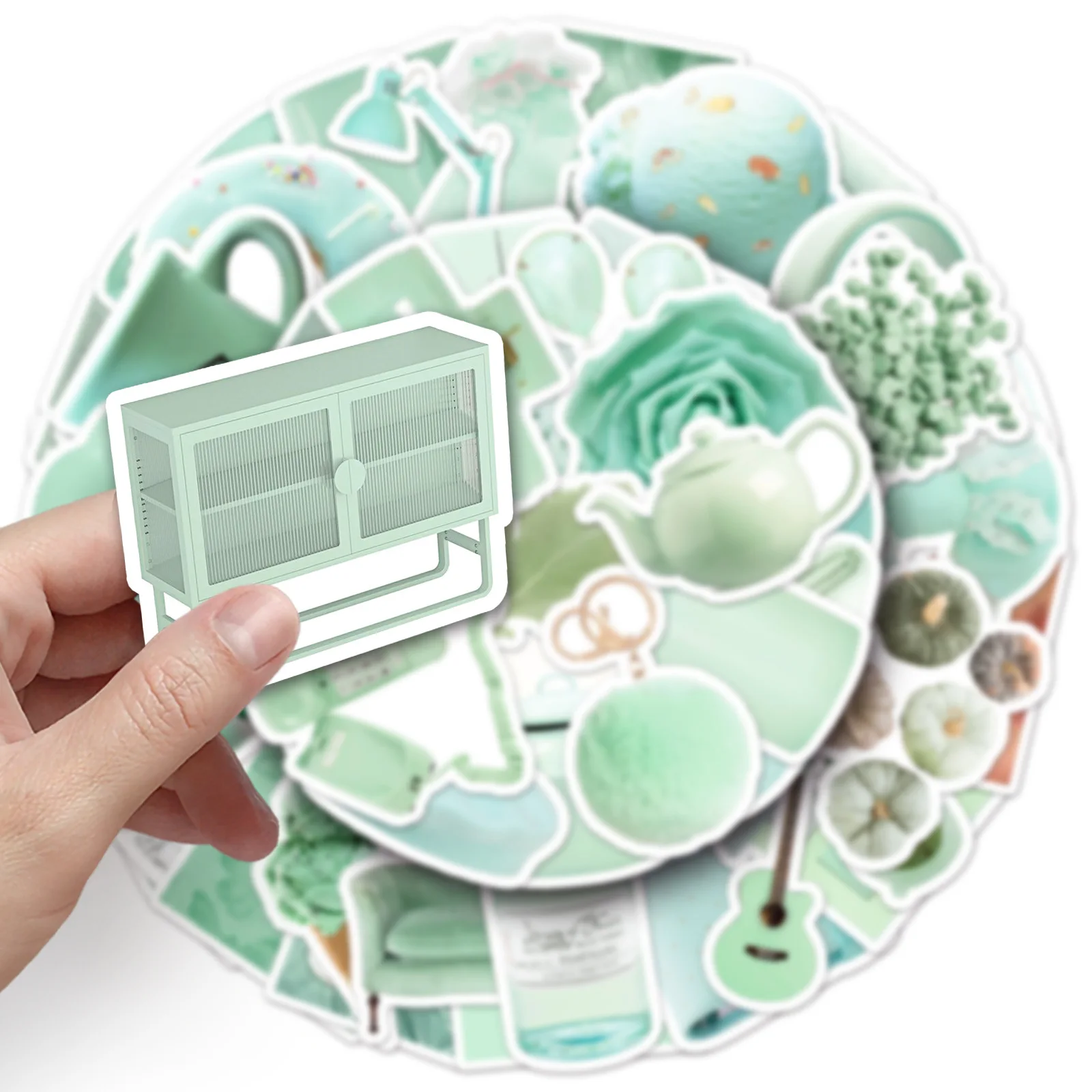 

50PCS INS Style Mint Green Graffiti Stickers Aesthetic Decals Kid Toy DIY Skateboard Suitcase Laptop Cartoon Sticker Decor Gifts