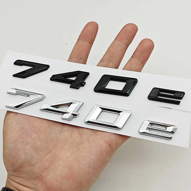 

3D ABS Chrome Car Letters Logo 740e Rear Trunk Badge Emblem Sticker For BMW 7 Series EV 740e G11 Auto Tail Marking Accessories