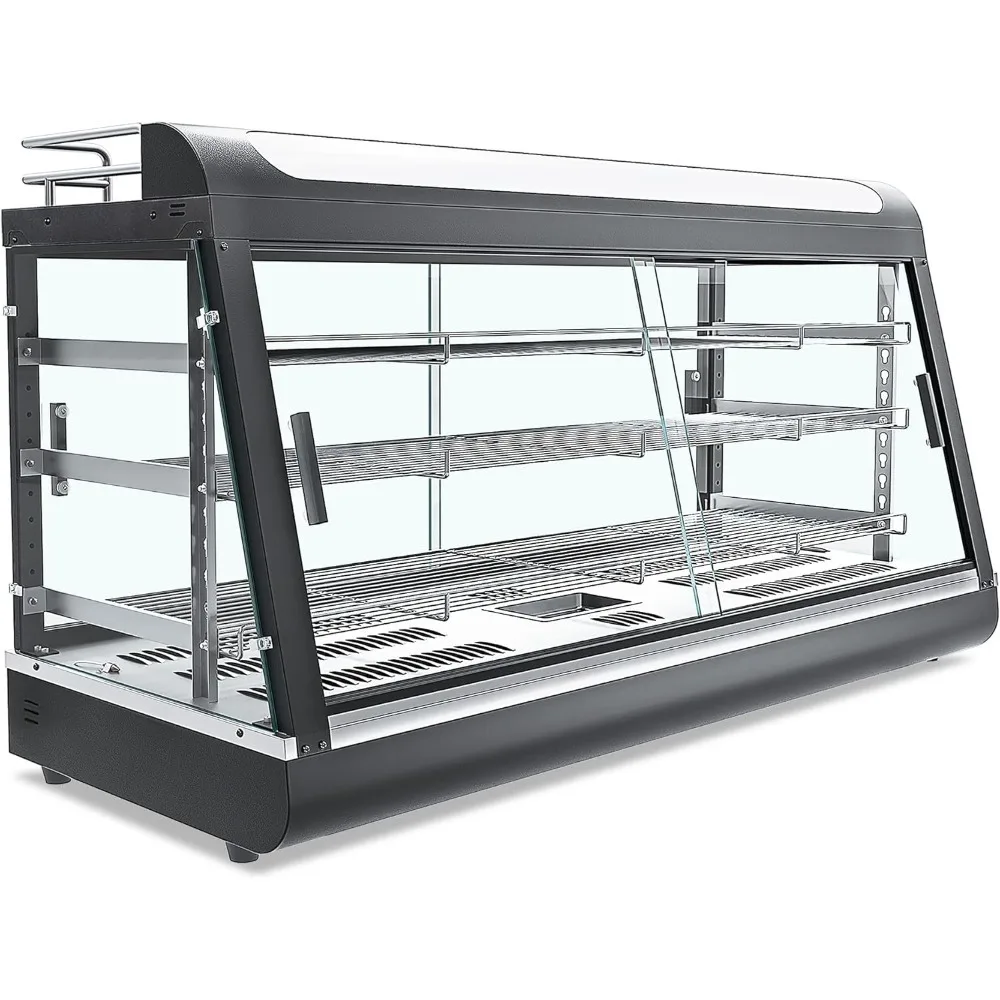 

Трехъярусный коммерческий витринный нагреватель для продуктов с верхней полкой, стеклянной дверцей, подогревом и LED-подсветкой, настольный, для пиццы и претцелей