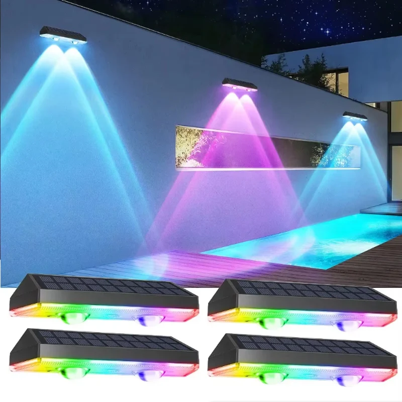 Solar Wall Light IP65 Waterproof Outdoor Wall Washer for Courtyard Balcony Patio Garden Energy-Saving Decorative Lighting