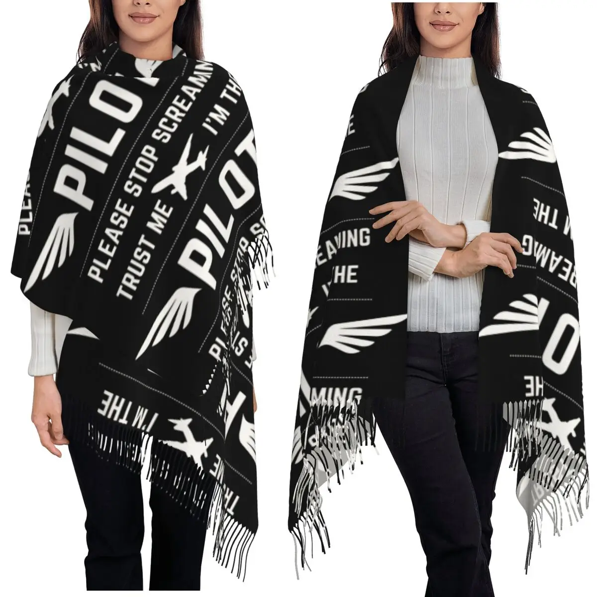 

Пилотный самолет, летающий самолет, авиационный шарф, шарфы с кисточками, женские мягкие теплые шали и накидки, большая осенне-зимняя шаль