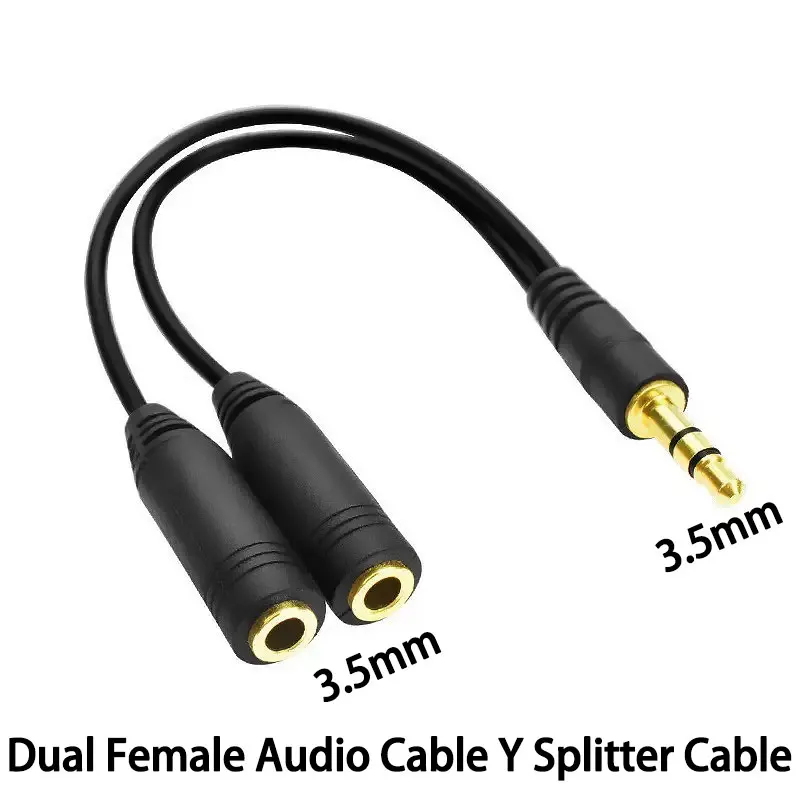 

Dual Female Audio Cable Y Splitter Cable 3.5 Mm 1 Male To 2 for Earphone Headset Headphone MP3 MP4 Stereo Plug Adapter Jack