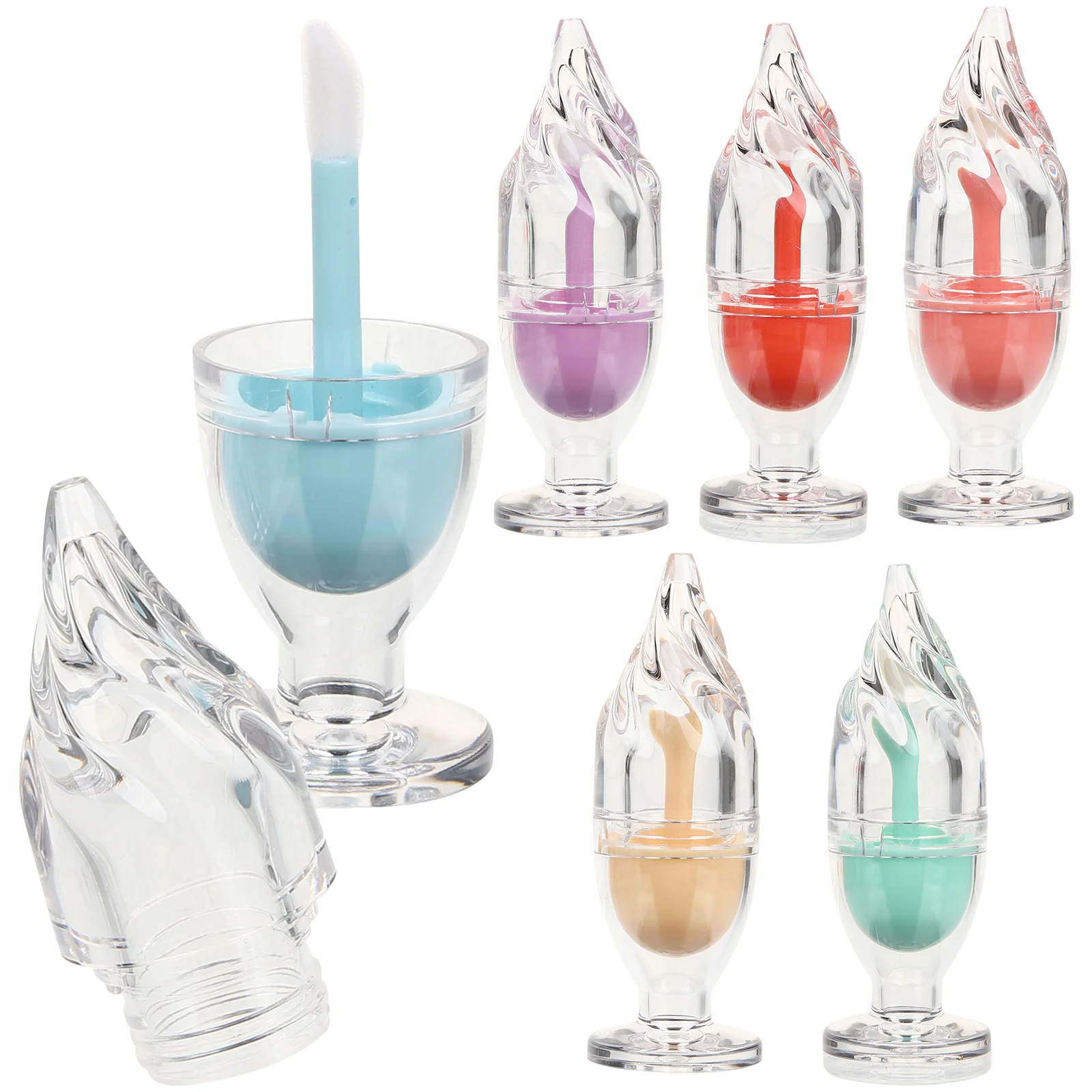 

6 Pcs Oil Spray Bottle Ice Cream Lip Glaze Tube Tint for Women Gloss Filling Tubes Plastic