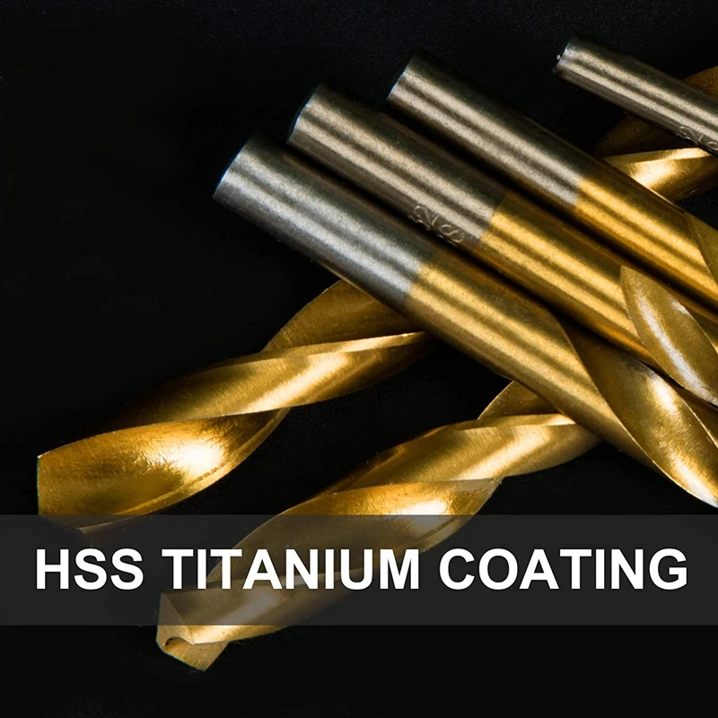 Набор сверл ABXF-титанового металла для стали, дерева, пластика, меди, алюминия с футляром для хранения, 1/16-3/8 дюйма, 99 шт.