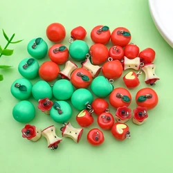 10pcs Creative Cartoon 3D Apple Charms Resin Fruit Pendants for DIY Bracelets Necklaces Earrings Jewelry Making Accessories