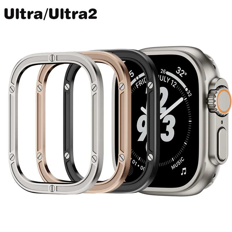 316l Edelstahl Lünette für Apple Watch 49mm Ultra2 Protector Zubehör für iwatch Ultra 49mm Metall Bump keine Glas folie