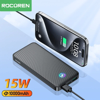 Rocoren 10000mAh Power Bank Portable LED Powerbank 10000 mAh Fast Charging External Battery For iPhone 15 Pro Max Samsung Xiaomi