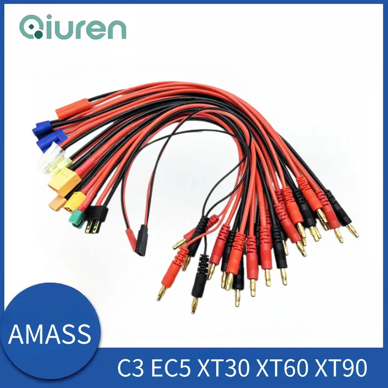 AMASS B6 Charge Line 4.0mm Banana Plug to T Plug EC3 EC5 XT30 XT60 XT90 MPX TRX AS150  With Silicone Cable 30CM for Rc Lipo view 2