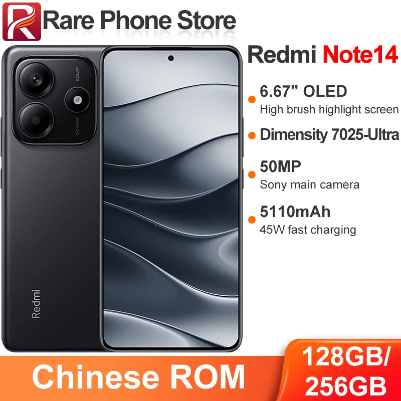 Xiaomi Redmi Note 14 5G 128GB/256GB 6.67” OLED 2400×1080 Display Dimensity 7025-Ultra 50MP+16MP Camera 45W 5110mAh Battery