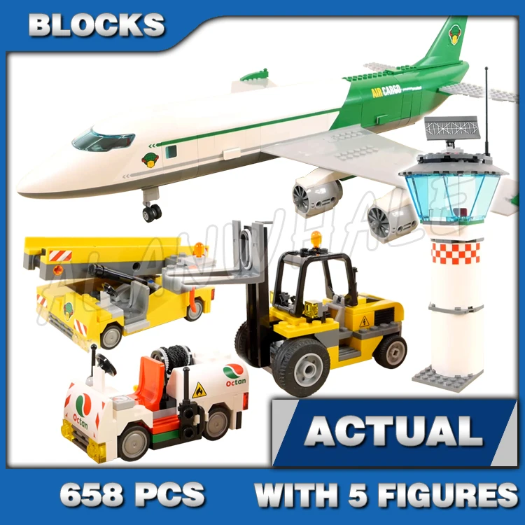 658pcs City Cargo Terminal Plane Conveyor Belt Forklift Control Tower C2022 Building Block Toys Compatible With Model