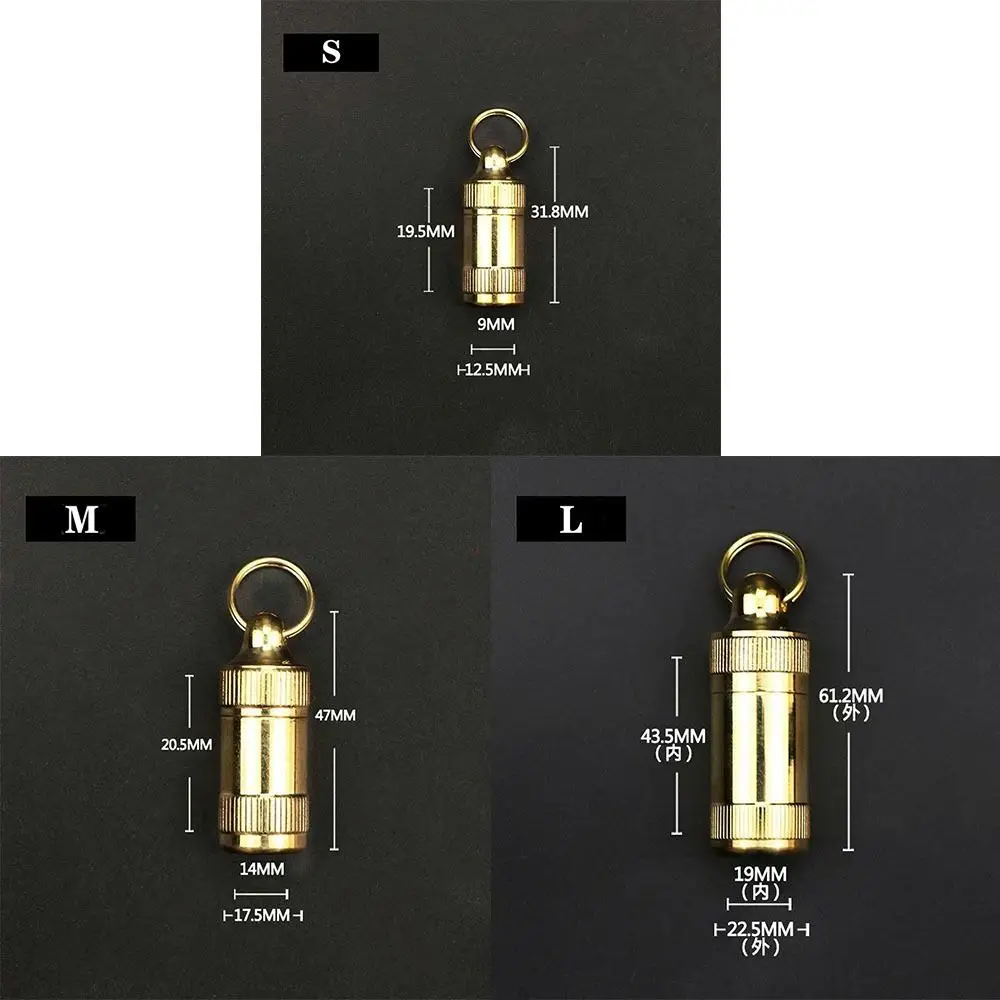 Porta pastillas de latón con llavero impermeable mini dorado - imagen 5