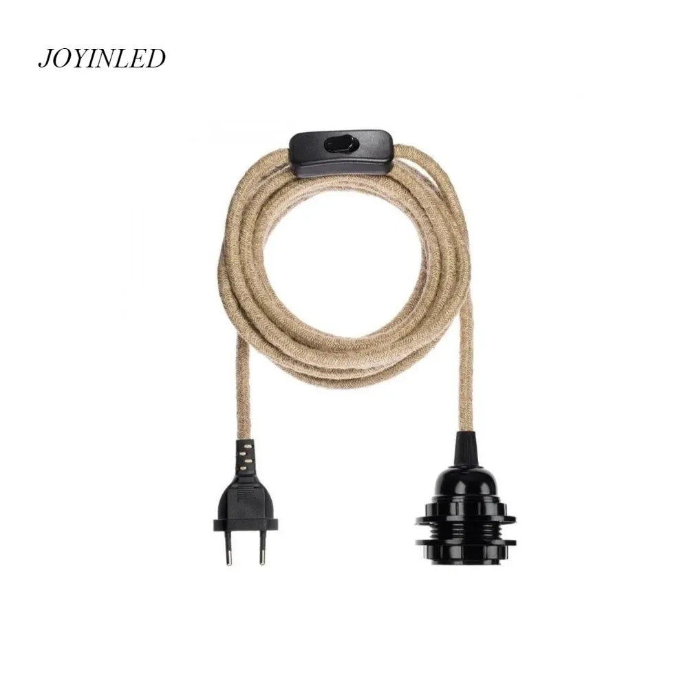

JOYINLED Retro Hemp Rope Power Cord (with Switch) Retro Lamp Holder with European Standard Plug 4.5-meter Hanging Cord