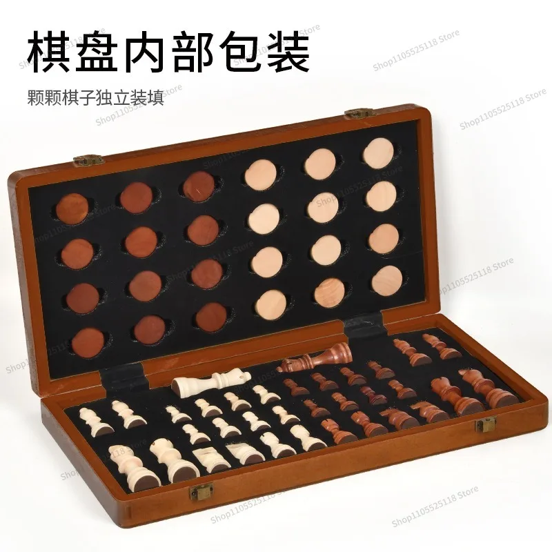 For Dual-purpose Wooden Foldable Chess Pieces Portable Puzzle Table