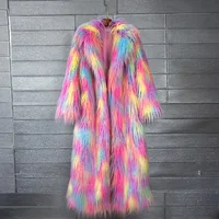 Women Print Long Faux Fur Coat Turn Down Collar Elegant Thick Coat Warm Jackets Lady Loose Coats Streetwear Winter 2025 3