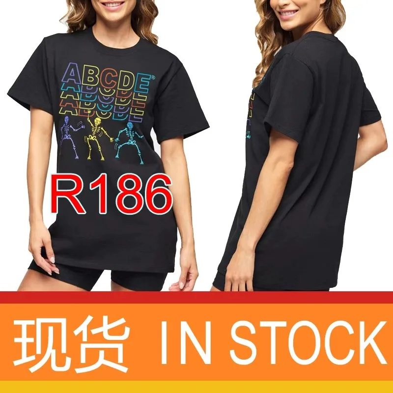 ABCDE Gym Wear Athleisure Dancing Men's and Women's Cotton Short Sleeve T-Shirt Top Halloween R186