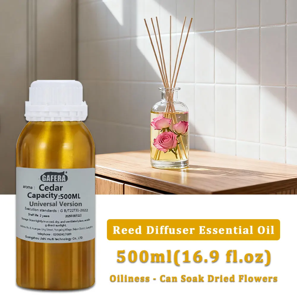 

GAFERA 500ml(16.9 fl.oz) Cedar Rose Essential Oil, Hotel Diffuser Replenish Aroma Oil For Reed Diffuser & Flameless Aromatherapy