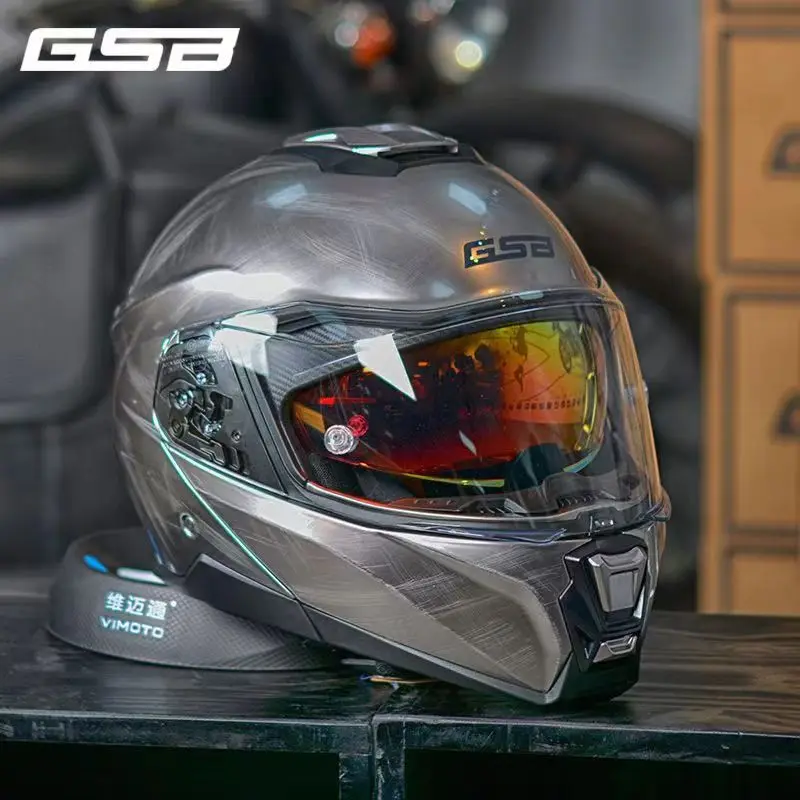 GSB Flip Up Motorcycle helmet Dual Lens Full face Helmet Racing Off-Road Casco Motocross DOT ECE Certification Cascos para motos