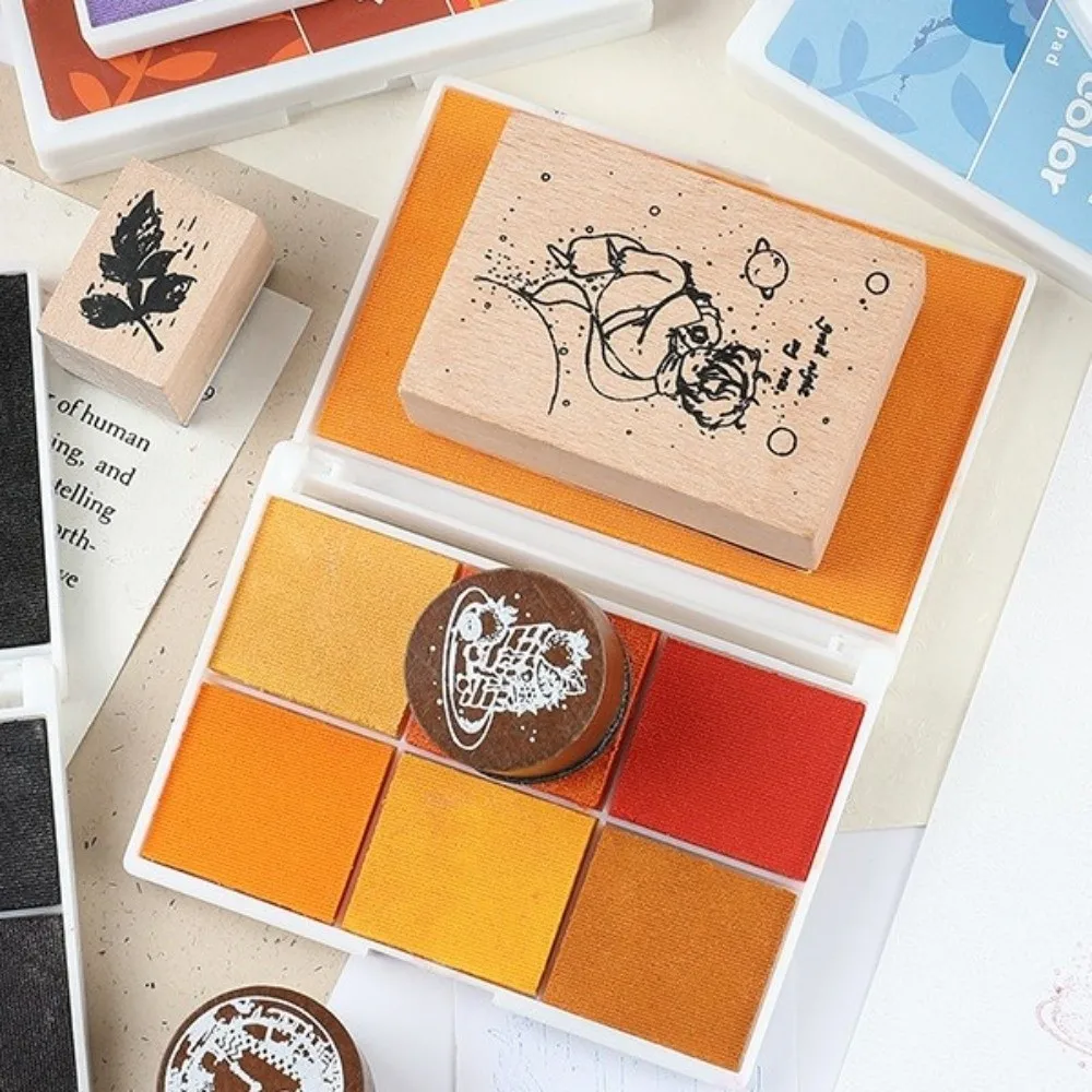 Water-Based Water-Based Ink Pad Colorful Seven Color Rubber Stamp Ink Pad Sponge Box Set Finger Painting Ink Pad Children