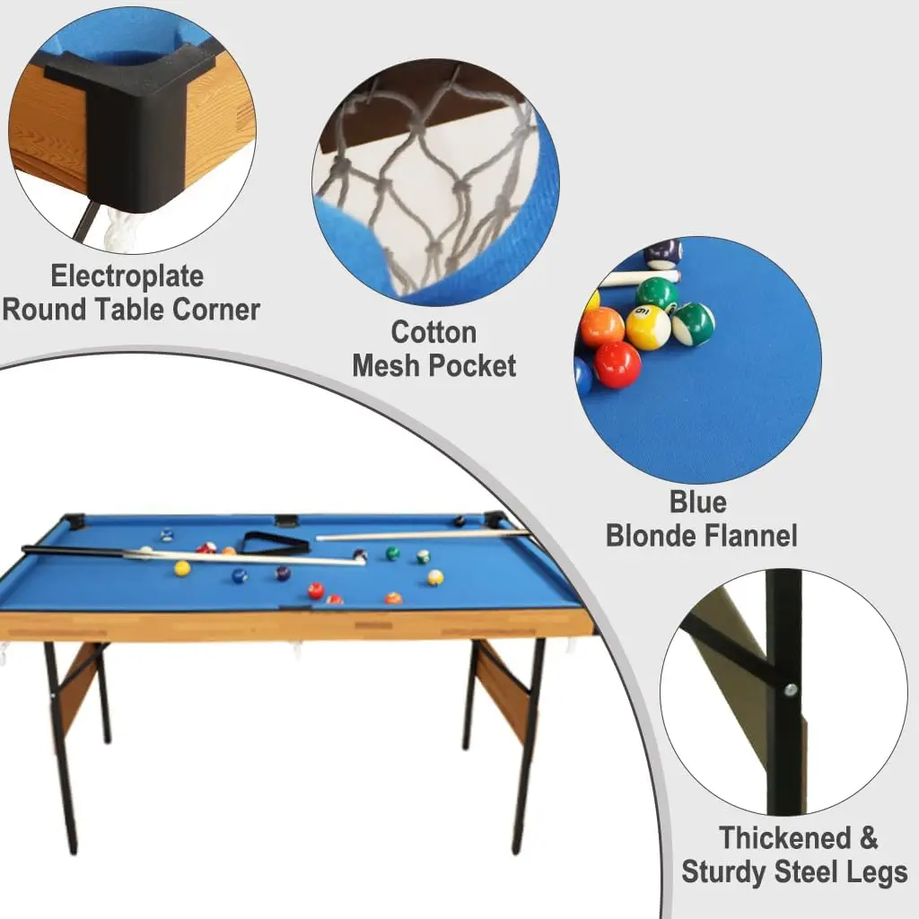 Folding Pool Table Set Mini Billiard Table Portable Table Top Snooker Game with All Accessory, Simple Assembly