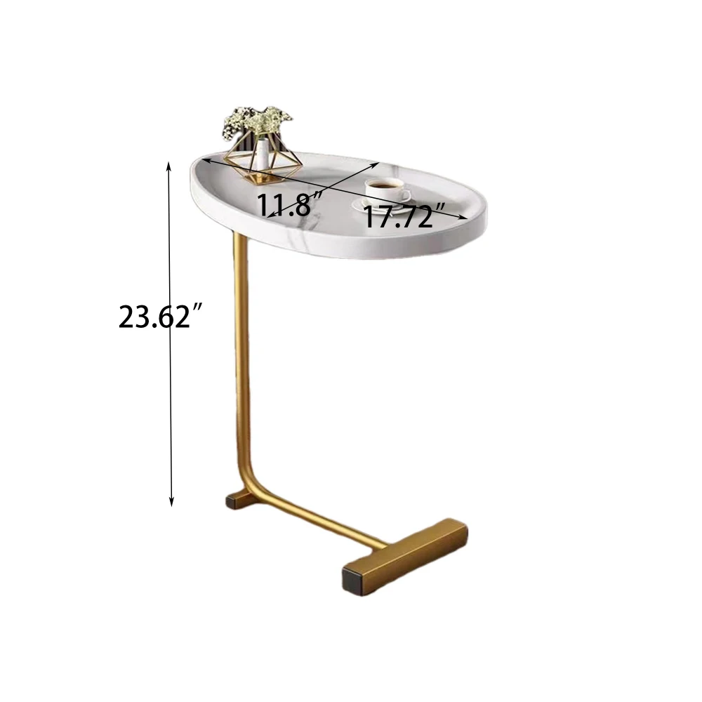 Weißer C-förmiger Beistelltisch, kleiner Sofatisch für Husten, Schlafzimmer