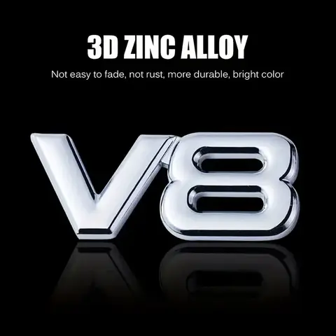 Metal 3D V8 Engine Displacement Trunk Rear Car Badge Decal Emblem Sticker Auto Styling For TOYOTA VW BENZ BWM VOLVO JEEP AUDI 8 best sales toyota logo black - №7
