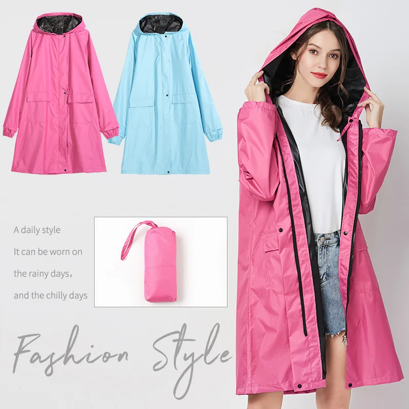 New Fashion Lightweight Women Zip Raincoat Waterproof Long Rain Coat Adults Outdoor Hiking Windproof Men Biker Rainwear Jacket