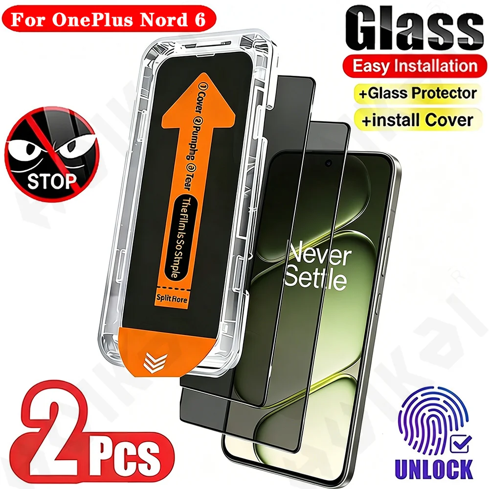 

2 Pcs For OnePlus Nord 6 4G 5G 2026 One-click Dust free Privacy Installation HD Screen Protector Protective Tempered Glass