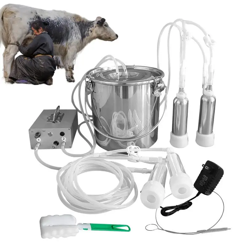 Goat Milker Portable Electric Milker 5L Milk Bucket Food Grade Speed Adjustable Pulsating Vacuum Pump Cow Milker For Goats Cows