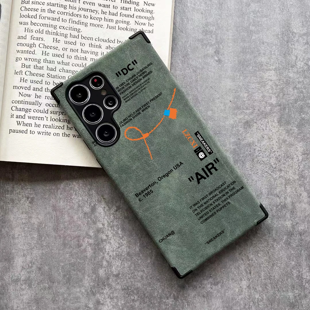 Luxury Sneaker Suede Cowhide Leather Shoes Label Case For Samsung S20 S21 S22 Plus S22 S23 S24 Ultra Anti-fur Cover Lens Protect