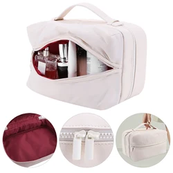 PU Leather Cosmetic Bag Large Capacity Fluffy Portable Women Makeup Case Zipper Closure Waterproof Toiletry Organizer StorageBag