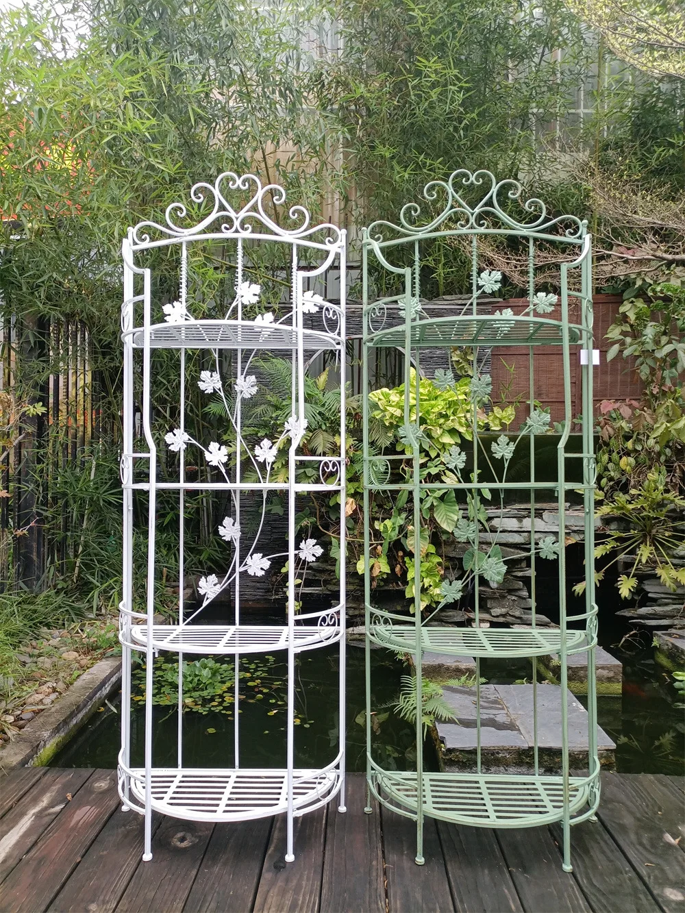 Foreign trade Amazon popular iron semicircular four-story flower stand villa courtyard multi-layer flower stand balcony