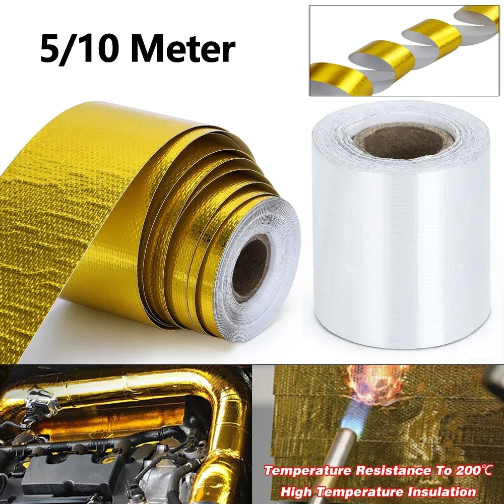 5m 10m Car Motorcycle Exhaust Tape Turbo Heat Wrap Pipe Header Heat Insulation Roll Tape Heat Exhaust Thermal Wrap for Car Motor