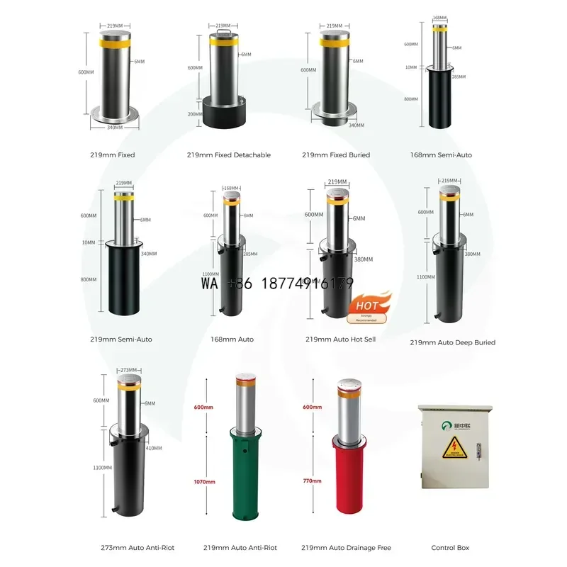wmwmnu XZL Anti-collision Automatic Hydraulic Lifting Column Stainless Steel Retractable Bollard Barricades with Battery forODM
