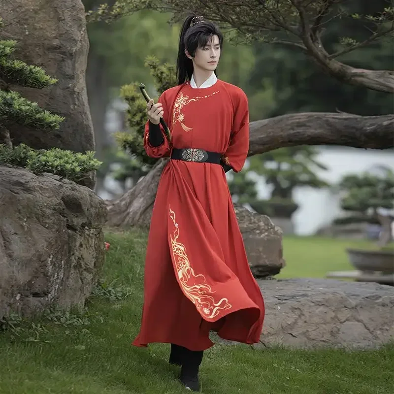 مجموعات التطريز Hanfu الأسود للرجال والنساء ، Hanfu القديمة ، تأثيري هالوين ، زي كرنفال ، فستان ذكر ، زائد الحجم ، 3XL