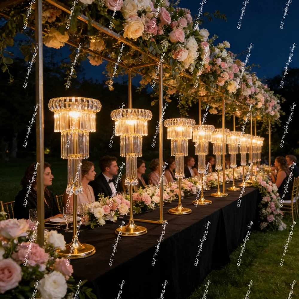 5/10pcs 80-120cm acrylic Beads Battery Wireless  sliver/Gold Chandelier Crystal Centerpieces for Wedding  Light Stand
