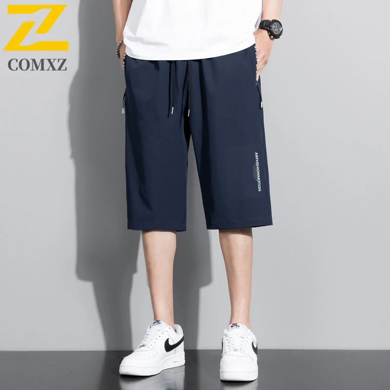 

Мужские повседневные шорты из ледяного шелка, легкие быстросохнущие дышащие шорты для бега с большим карманом, фитнес-шорты большого размера, домашние универсальные шорты