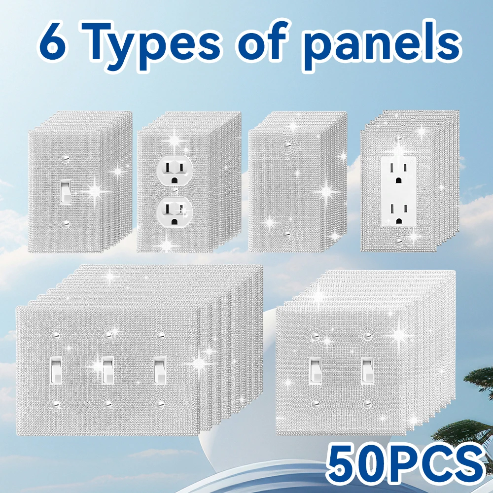 50 pieces wall panel light switch, with a variety of styles, white diamond sparkling, wall panel light switch, durable