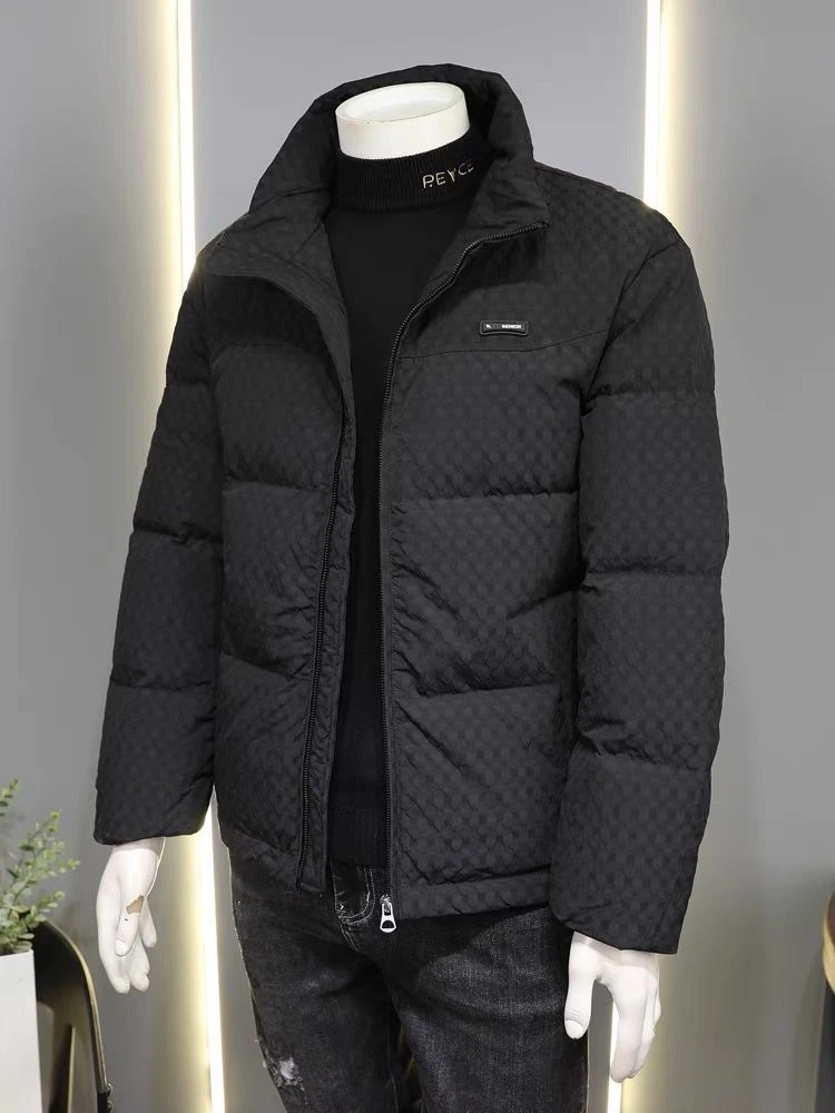 

Зимняя утепленная мужская куртка с воротником-стойкой на молнии, теплая, модная, из хлопка, молодежная повседневная одежда, полиэстер