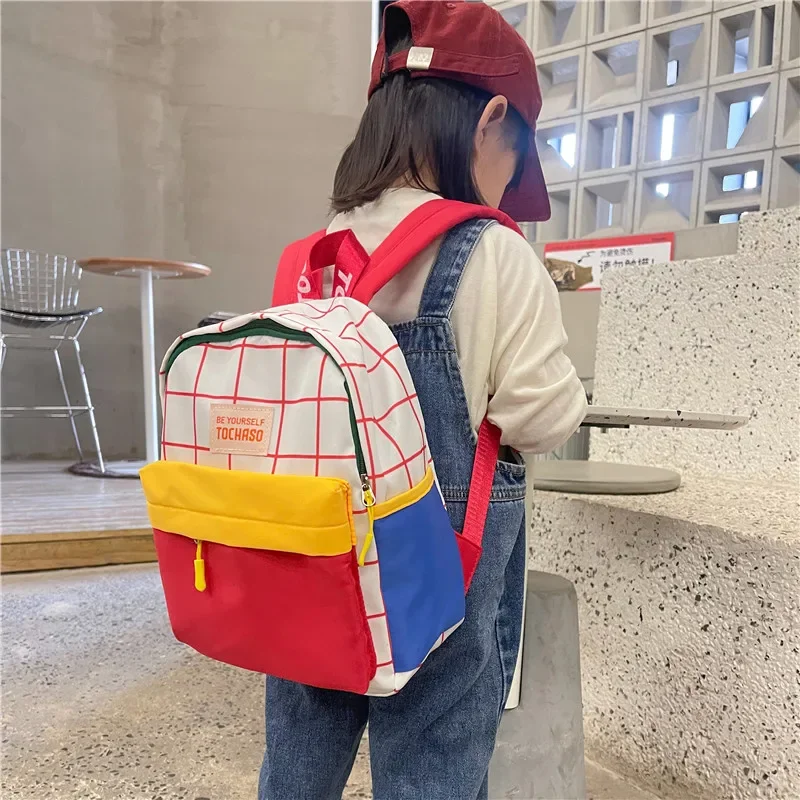 Fashion Color Matching Children\'s Backpack Large Capacity Simple Kindergarten Baby Breathable Waterproof School Bag