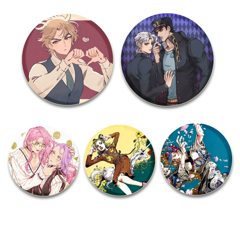 58mm Anime JoJo's Bizarre Adventure Button Pins Cartoon Badge Round DIY Creative Brooches for Backpack Jewelry Accessories Gifts