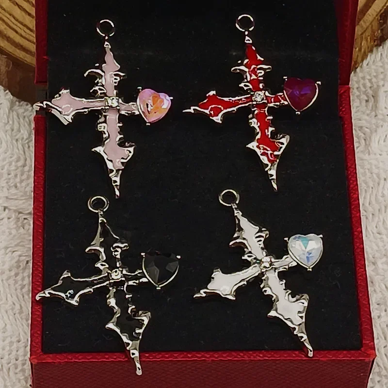 6pcs Exquisite Crystal Crucifix Juses Cross Charms for Earrings Bracelet Necklace Pendants DIY Jewelry Making Accessories