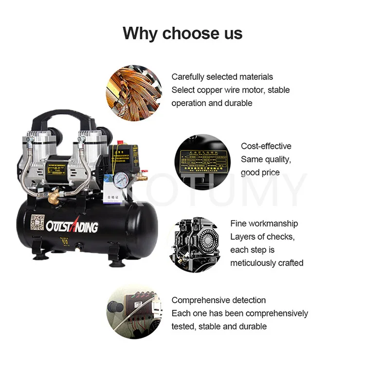 Silent Air Pump For Air Compressor Small Oil-free Air Compressor Industrial Grade 200V Portable Woodworking High-pressure Air Pu