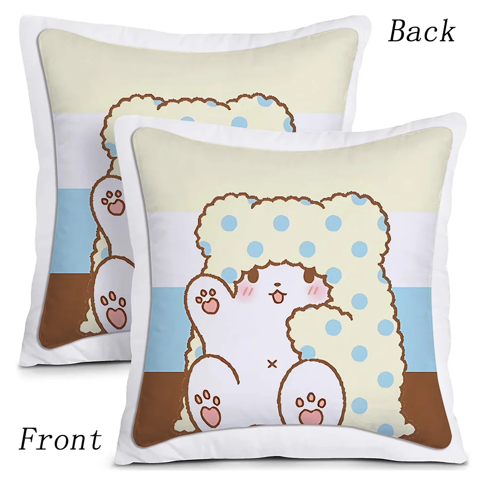 Cartoon cute Sanrio Marumofubiyori Pillow Covers Cartoon Sofa Decorative Home Double-sided Printing Short Plush Cushion Cover