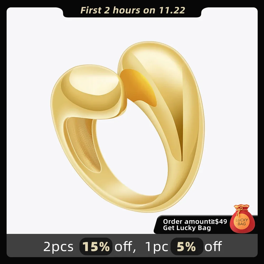 ENFASHION Anillos Rain Drop Synergy Ring For Women's Stainless Steel 18K Plated Gold Rings Street Jewerly Cocktail Gift R244228