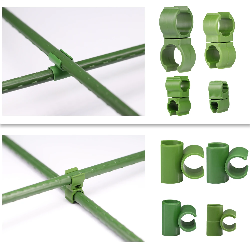 

15PCS 8-20mm Garden Green Plastic Pipe Cross Clip Custom Spring Buckle Plants Support Connector Indoor Balcony Outdoor Adjust