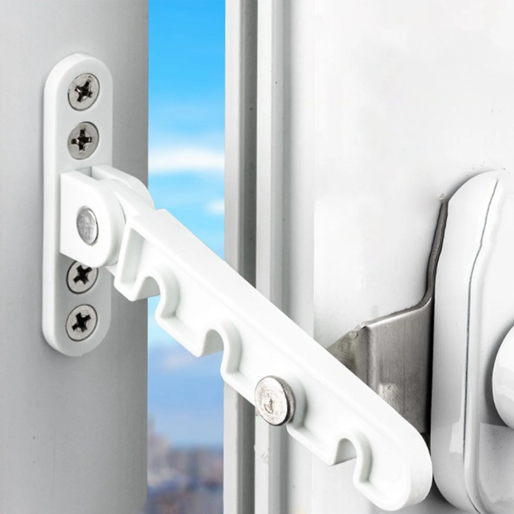 AB08-5PCS Window Ventilation Limiter Retainer Wind Brace Bracket Inner Opening Door & Window Limit Wind Hook White