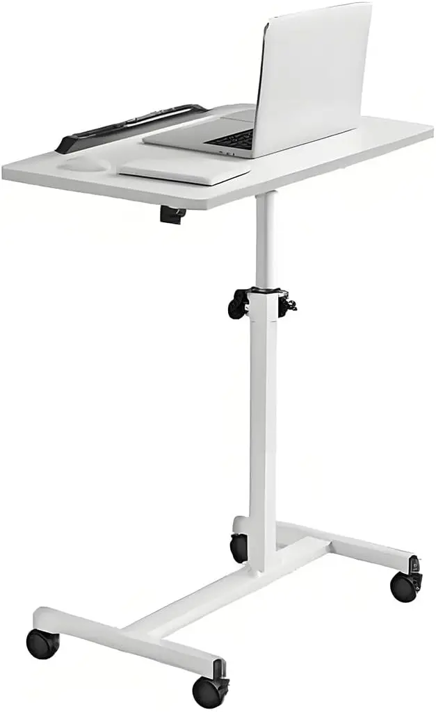 طاولة كمبيوتر محمول متنقلة بارتفاع قابل للتعديل مع 4 عجلات قابلة للقفل بجانب السرير لمحطة عمل الكمبيوتر المكتبي المنزلي #1